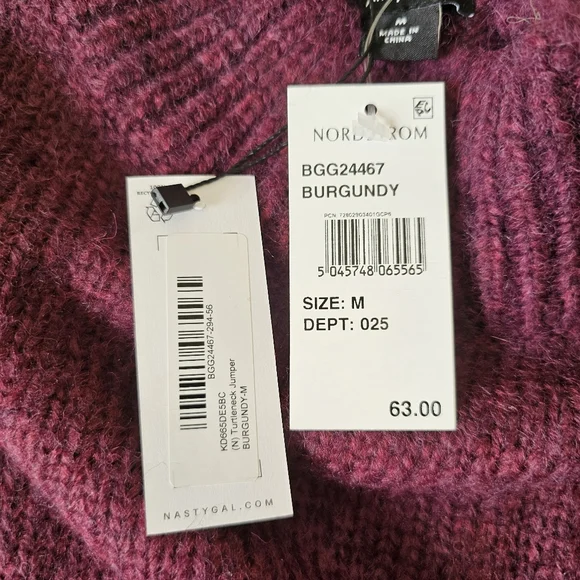 Nasty Gal Burgundy Sweater Size M Mock Neck Relaxed Fit Knit Warm NWT - Picture 12 of 13